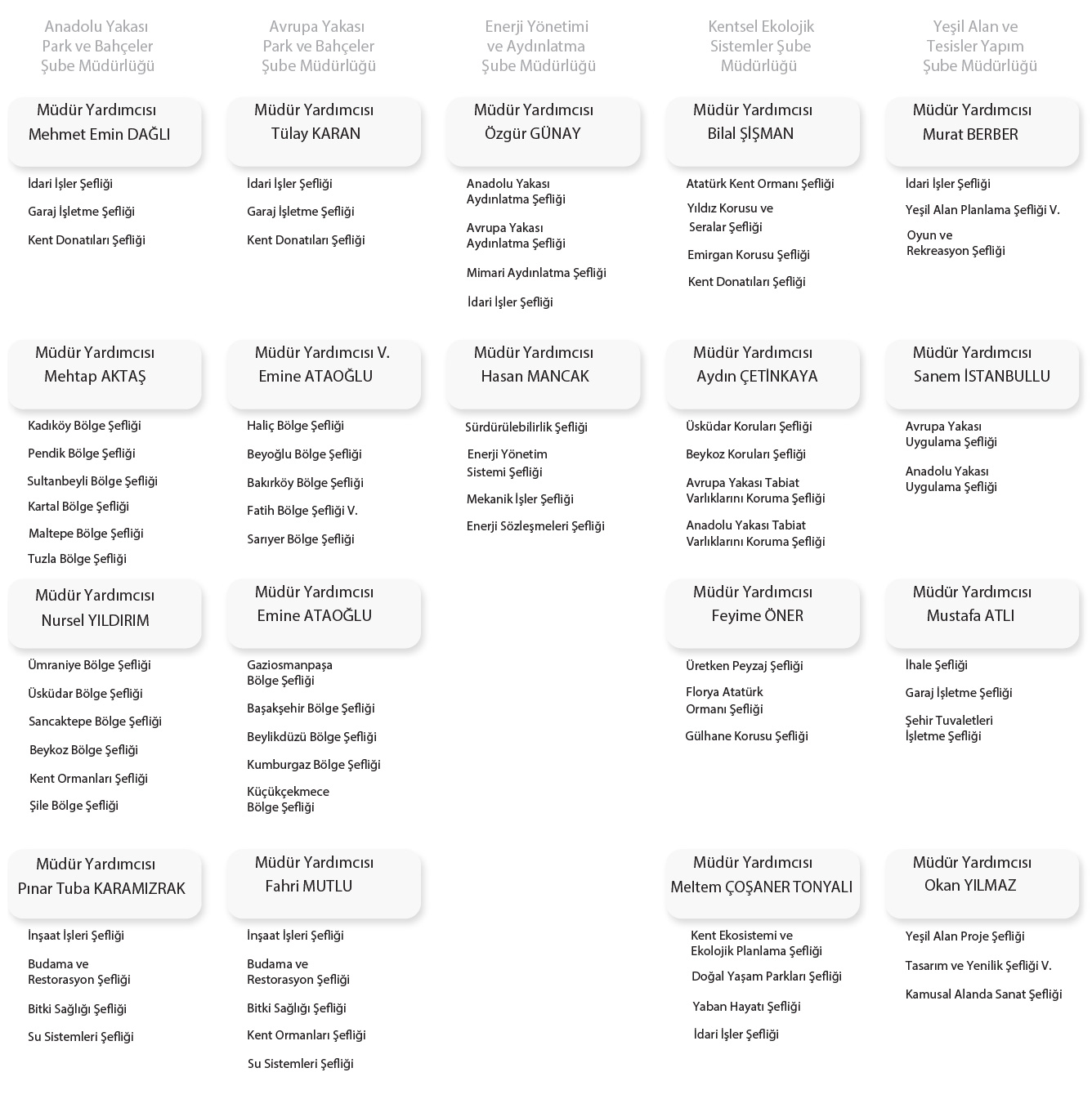 Park Bahçe ve Yeşil Alanlar Yönetim Şeması